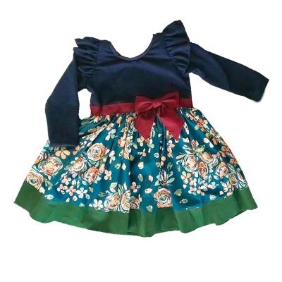 China OEM/ODM Dropshipping OEM/ODM Clothing Breathable Wholesale Floral Ruffle With Bow Style Dress Girls Kids Dresses for sale