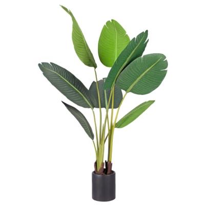 China Minimalist 4' Artificial Traveler Banana Tree Bonsai Plants Plastic Paradise Garden Decor Bird for sale