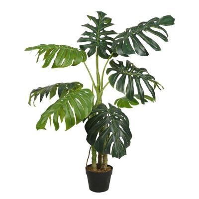 China Minimalist Potted Small Home Decorative Monstera Deliciosa Tree Plants Artificial Faux Bonsai for sale