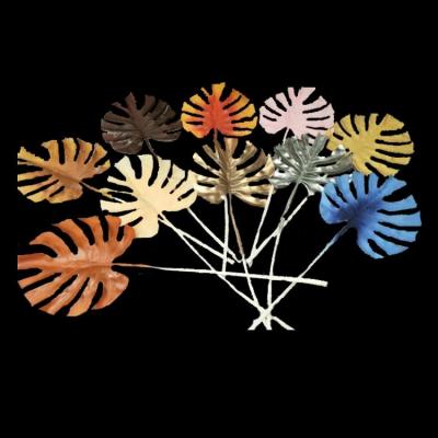 China Minimalist Wedding Party Decorative Monstera Artificial Leaves For Sale Plastic Colorful Leaf for sale