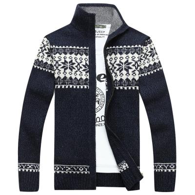 China Quality Assurance Anti-wrinkle Thickened Warm Knitted Long Sleeve Knit Cardigan Turtle Neck Mens Zipper Sweaters for sale