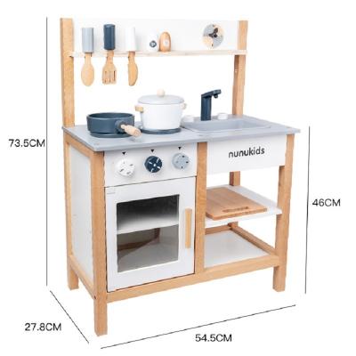 China New Hot Selling Eco-friendly Material Wooden Pretend Play Kitchen Toy Nordic Style Kitchen Set For Kids Toys for sale