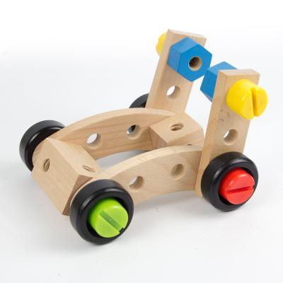 China 2022 Eco-friendly Materials Hot Selling Wooden Assemble Creative Nut Disassembly Building Blocks DIY Assemble Building Blocks Toys For Children for sale