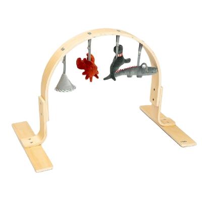 China Fitness Eco-friendly Material Wood Rack Newborn Baby Sports Stretch Sensory Pull Ring Hanging Foldable Wooden Baby Gym Play Gym View for sale