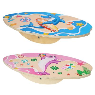 China Kids Diecast Wooden Toys Balance Board Indoor Training Sensory Seesaw Surfboard Fitness Balance Board for sale