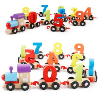 China ECO-FRIENDLY Train Toy Montessori Building Block Wooden Digital Train Toy Trains For Kids for sale