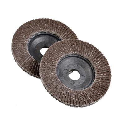 中国 Calcined aluminum abrasive disc flap wheel with plastic plate/ fiberglass backing 販売のため