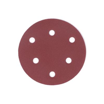 中国 Custom holes red aluminum oxide hook and loop abrasive sanding disc 販売のため