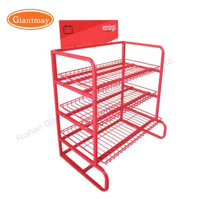 China Auto Assembly 3 Tier Car Battery Display Rack Metal Rack Easy Wire Locker Shelf For Store for sale