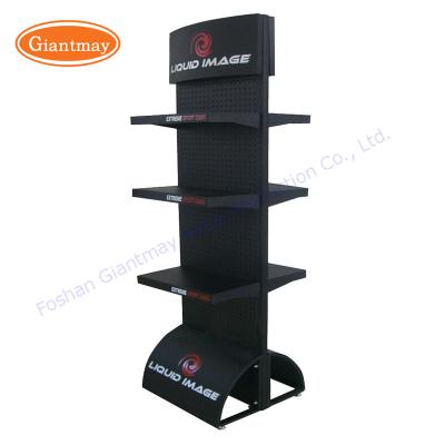 China Easy Assembly Double Sides Car Repair Shop Lubricating Oil Display Rack Metal Pegboard Oil Display Stand For Retail Store for sale