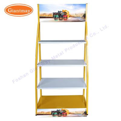 China Easy Assembly 4 Tier Hotsale Engine Oil Bottle Display Stand Metal Ideas Products Shelving Rack for sale