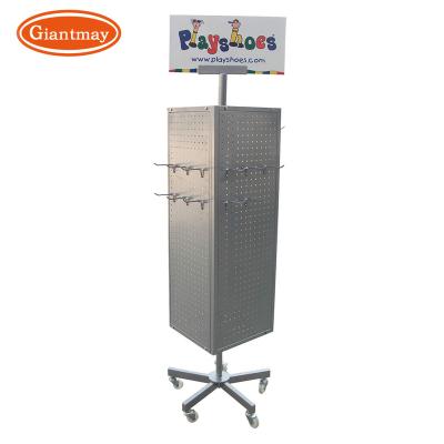 China Assembly 360 Rotating Display Stands Easy Rotating Pegboard Rack With Hanging Hooks for sale