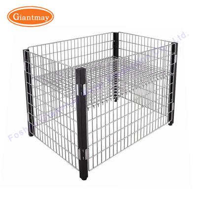 China Easy Assembly Promotion Square Mesh Supermarket Retail Plush Toy Metal Wire Snack Goods Bin Display Rack for sale