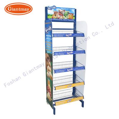 China Easy Assembly Customized Snacks Display Stand With Baskets Retail Store Potato Chips Rack for sale