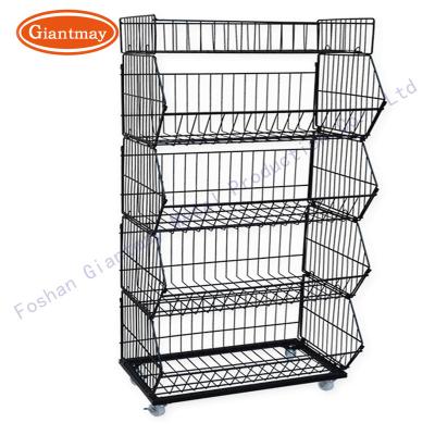 China Easy Assembly Mesh Shelf Potato Chips Stand Popular for Grocery Snacks Wire Storage Rack for sale