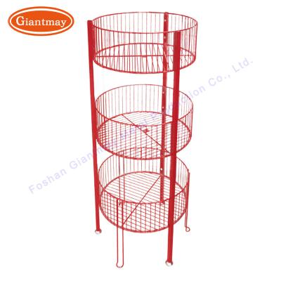 China Round Wire Locker Retail Store Round Wire Lockers For Storage 3 Layers Display Rack Supermarket For Groceries And Snacks for sale