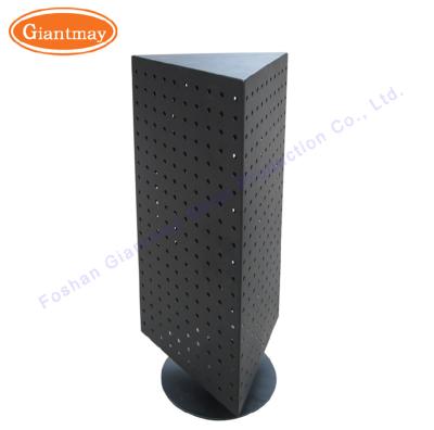 China Retail Store Small Metal Pegboard Panel Pegboard Table Tops Revolving Chain Countertops Ornament Display Stand for sale