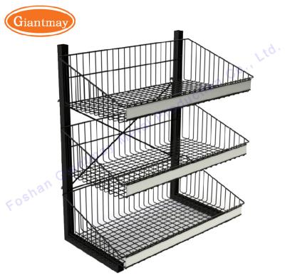 China Wire Mesh Shelf Supermarket 3 Tiers Small Products Display Stand Snacks Candy Display Rack With Wire Mesh Shelves For Retail Store for sale