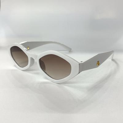 China Fashion Sunglasses 30237-97135 Newest Small Cat Eye Sunglasses 2023 New Fashion White Irregular Shape Female Trend for sale