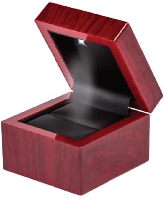 China Simple China Deluxe Ring Jewelry Box LED Light for Engagement, Proposal or Special Occasions with Black Insert, for sale