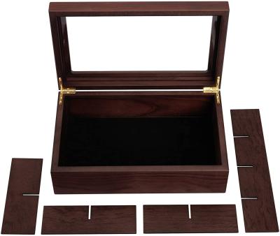 China Environmental Friendly and Durable Wooden Luxury Tea Set Storage Box 8 Adjustable Compartments for Tea Bag Storage Box for sale