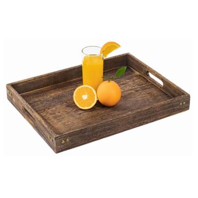 China Large environment-friendly wooden tray with handle, rectangular tray 16.9 x 12.9 inches (approx. 41.9 x 32.9 cm) for sale