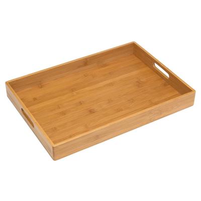 China Environmental Friendly Solid Bamboo Wooden Serving Tray, 50.16cm x 34.89cm x 5.72cm for sale