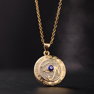 China FASHIONABLE Hot Selling Blue Eyes Necklace Fashion Hiphop Oil Drop Round Evil Eyes Gold Plated Necklace For Women for sale