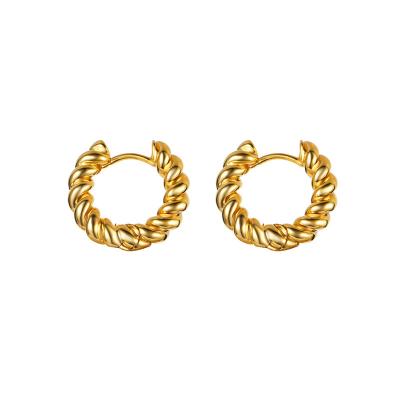 China FASHIONABLE Hot Selling Gold Plated Twist Huggie Women Ear Studs Geometric Individuality Circle Stud Earrings for sale