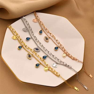 China FASHIONABLE Hot Selling Multilayer Adjustable Evil Eye Bracelet Women Girls Blue Eyes Bracelet Stainless Steel Turkey for sale