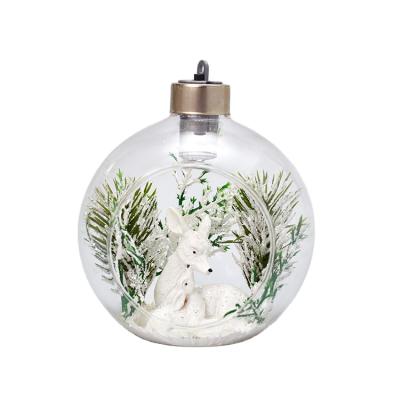 China Home Decorations and Gifts Christmas Ornament LED Bulb Decoration Mini Greenhouse Glass Hanging Sphere for sale