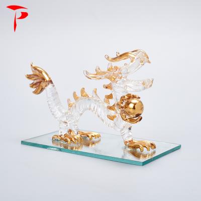 China Dragon Shape Glass Craft Material Hand Blown Glass Vase Home Decoration Festival Decoration Glass Crafts for sale