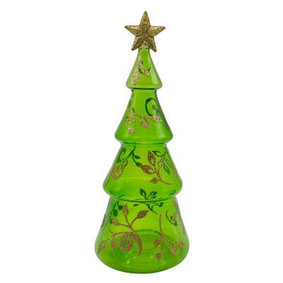 China Ourwarm LED Green Glass Christmas Tree Topper With Glitter Star Christmas Tree Decoration for sale