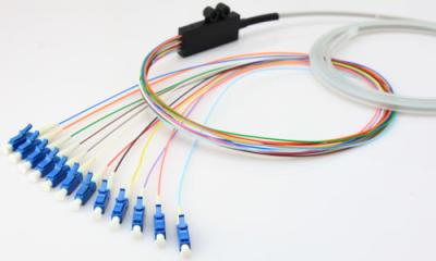 China 12 Core Distribution Fiber Optic Cable LC UPC 9/125 With Blue Connector for sale