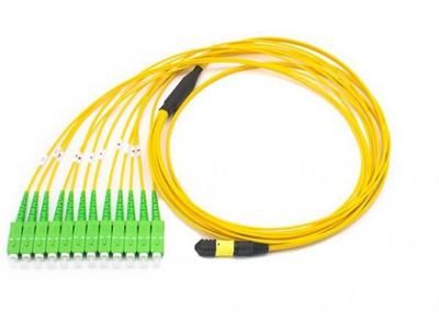 China SC / APC 12 Fibers MPO Breakout Cable Yellow Color For Storage Area Network for sale