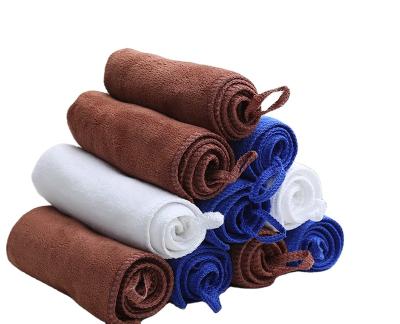 China Wholesale Hangable Magic Fiber Kitchen Disposable Kitchen Towel 25x25 Micro Towel Wash Cloth Dish Towel Printing White Restaurant Towel 85% Polyes for sale