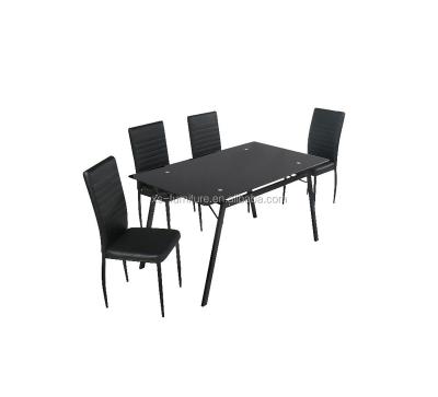 China Sheng Fang Furniture Great Design Black Painting Temper Glass Dining Table With Black Painting Legs for sale