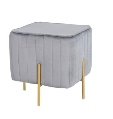 China Modern Design living room furniture velvet footrest stool ottoman circle with 4 intersection golden metal legs for sale