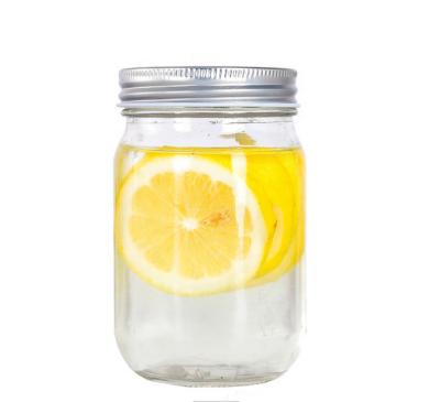 China 16 oz Fashionable Custom Empty Mason Jar With Metal Lid Mouth Food Glass Regular Storage for sale