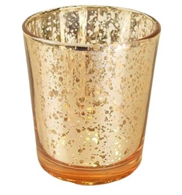 China Home Decor Spotted Mercury Gold Glass Candle Holder-Ideal for Wedding Centerpieces and Party Supplies and Home Decor for sale