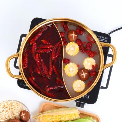 China Sustainable Chafing Plate Two-Flavor Stainless Steel Table Soup Warmer Restaurant Hot Pot for sale