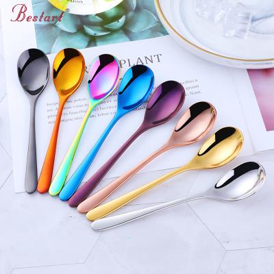 China Amazon Success 304 Rose Gold Cutlery Stainless Steel Tableware Viable Ice Cream Tea Teaspoon for sale