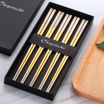 China Viable Chinese Golden Sushi Tableware Direct Sales Manufacturer Stainless Steel Stainless Steel Chopsticks Long Chopsticks for sale