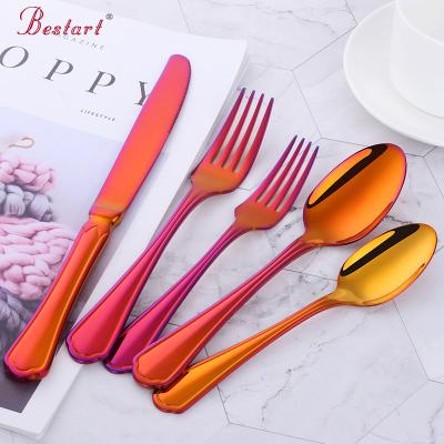 China Sustainable Luxury Gold Restaurant Dinnerware Modern Flatware Set Stainless Steel Cutlery Set for sale