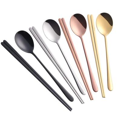 China Viable High Quality Korean 304 Stainless Steel Chopsticks Spoon Set for sale