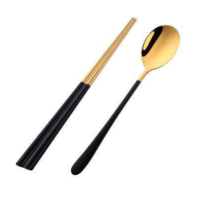 China Korean 304 Stainless Steel Family-Use Disposable Spoon Chopsticks Set for sale