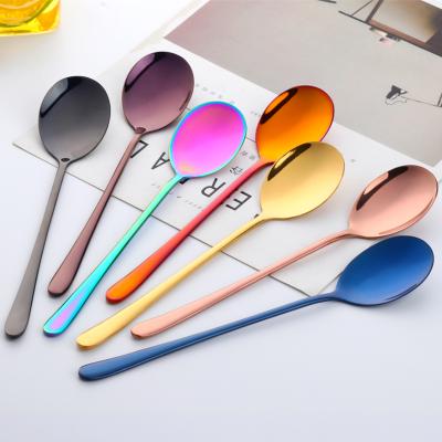 China Disposable Korean Style 18/0 Stainless Steel Red Spoon With Logo Customized for sale