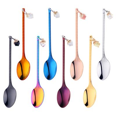 China Disposable Creative Design Earring Stainless Steel Ice Tea Coffee Honey Multiple Choice Spoon for sale