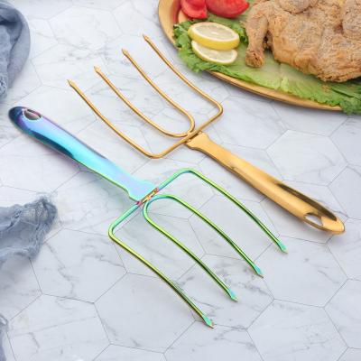 China Sustainable Multifunctional Outdoor Barbecue Fork Stainless Steel Grill Chicken Fork for sale