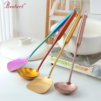 China Sustainable Stainless Steel Kitchen Cooking Tool Pocket Utensil And Soup Spatula Set for sale